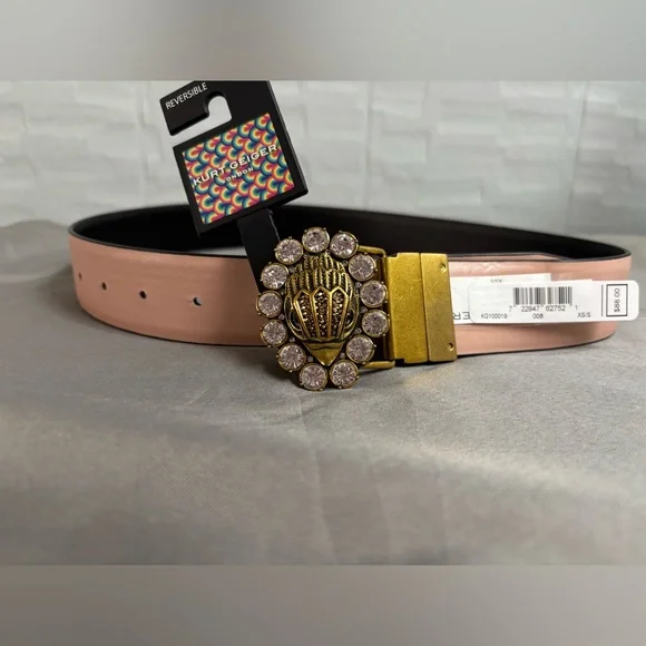 Kurt Geiger Leather Reversible Belt with Eagle Jewel Buckle - Picture 7 of 7